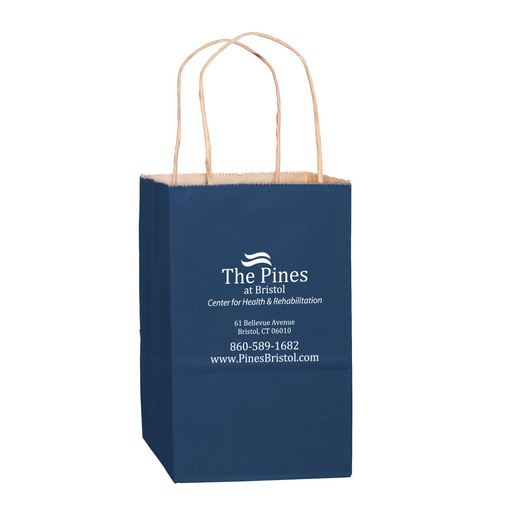 Custom Printed Matte Color Paper Shopper Tote Bag (5"x3 1/2"x8") - Foil Stamp - 4M538-FS